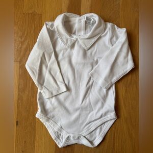 Kissy Kissy White Kissy Basics Long Sleeve Collar Bodysuit